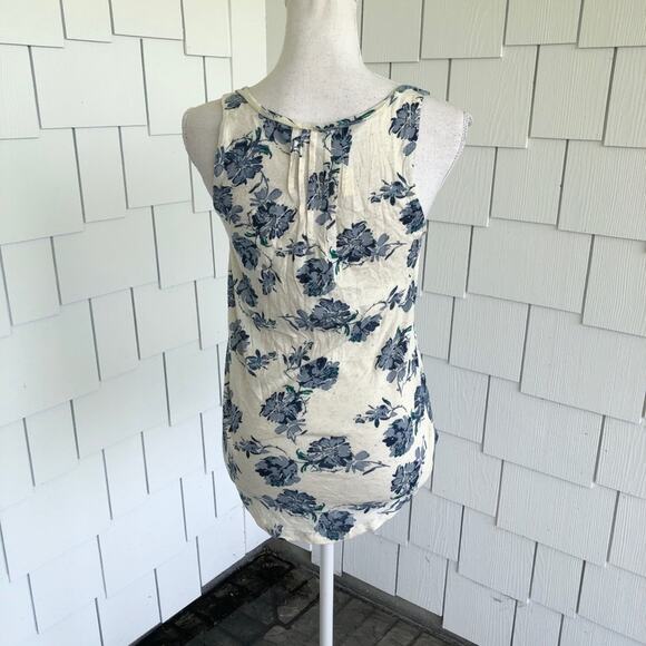 Lucky Brand Women's Blue/White Floral Lace Trim Pin Tuck Button Front Tank sz XS - Picture 5 of 5